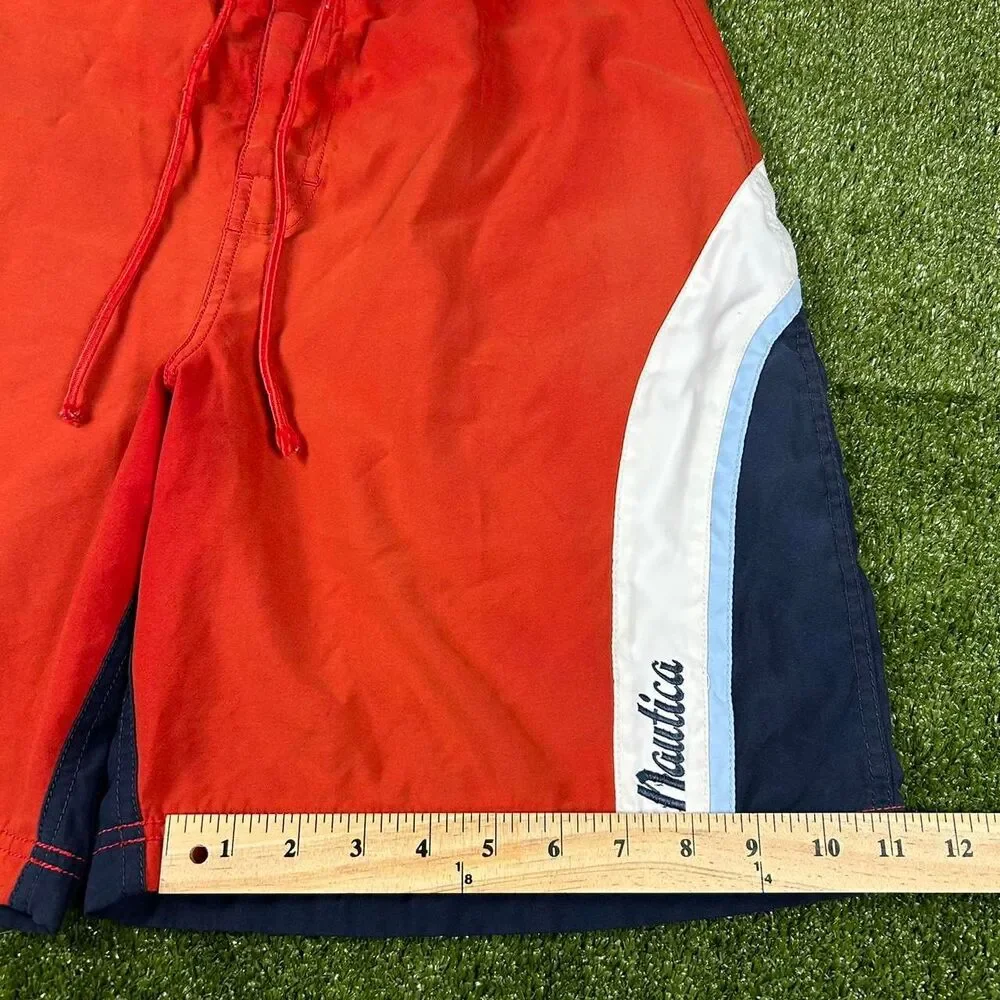 Nautica Men's Red and Orange Swim-briefs-shorts